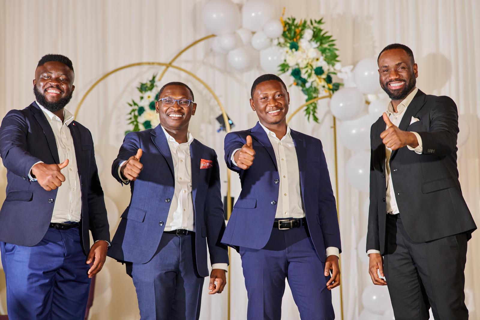 Dr. Nathanael Adjei with the friends who lent their voices to his music